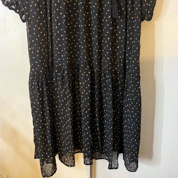 Rustydusty Black Polka Dot Maxi Dress Fall Embroidered Boho - Picture 6 of 9